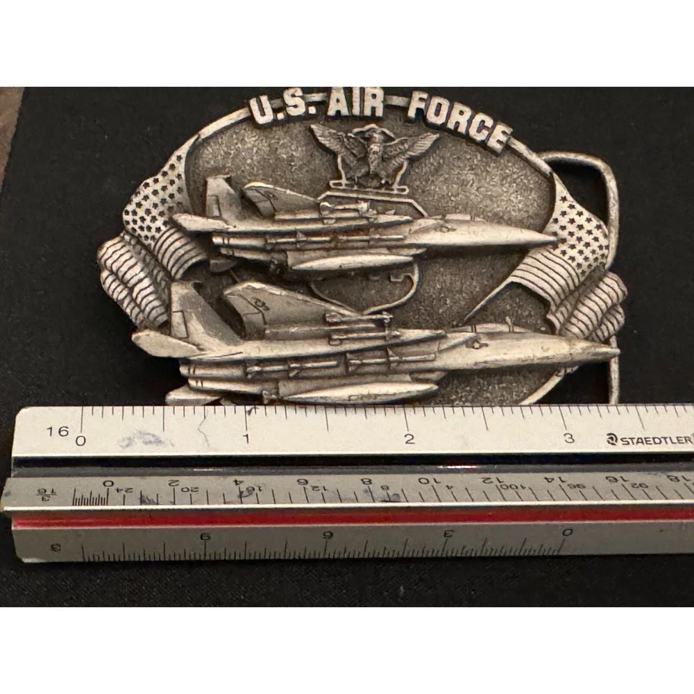 Vintage 1982 Bergamot Bet Buckle Air Force - A Great Way of Life Jets Silver Ton